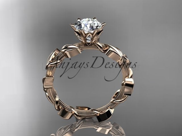 1 Carat Round Lab Grown Diamond Leaf and Vine Engagement Ring Unique Nature Inspired - image 13