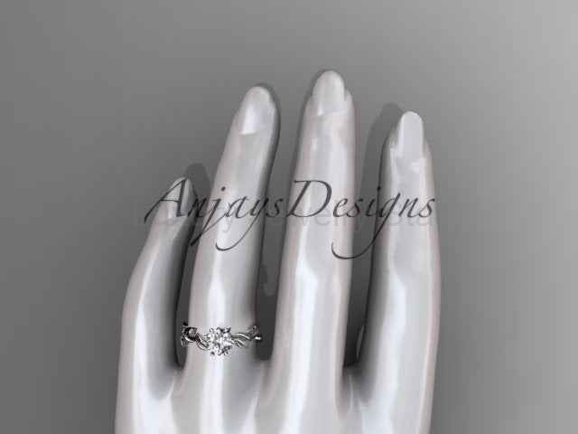 1 Carat Round Lab Grown Diamond Leaf and Vine Engagement Ring Unique Nature Inspired - image 4