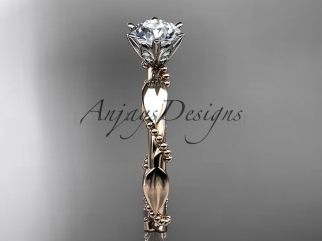 1 Carat Round Brilliant Lab Grown Diamond Nature Inspired Engagement Ring Twig Leaf CVD - image 12