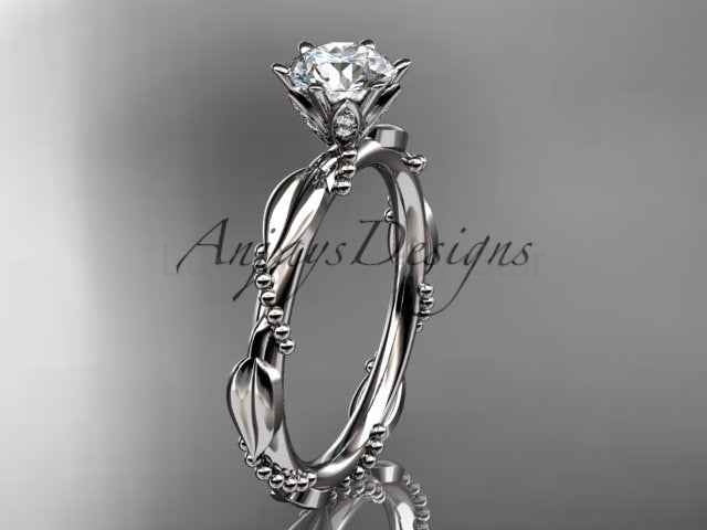 1 Carat Round Brilliant Lab Grown Diamond Nature Inspired Engagement Ring Twig Leaf CVD Diamond Ring