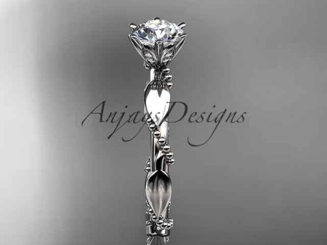 1 Carat Round Brilliant Lab Grown Diamond Nature Inspired Engagement Ring Twig Leaf CVD - image 2