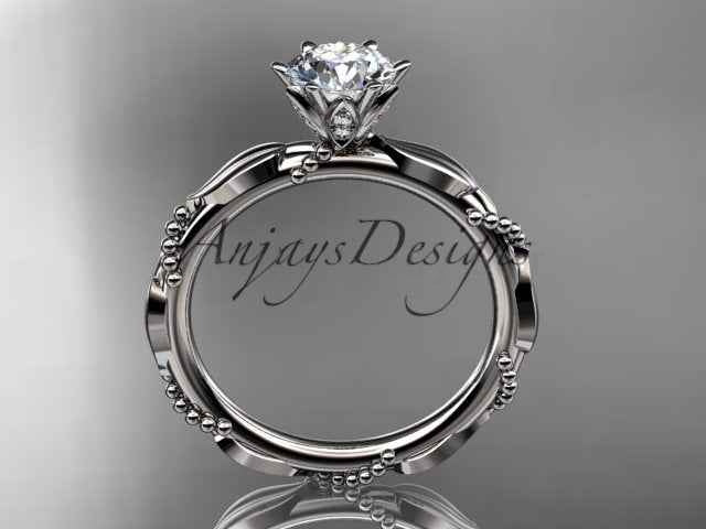 1 Carat Round Brilliant Lab Grown Diamond Nature Inspired Engagement Ring Twig Leaf CVD - image 3
