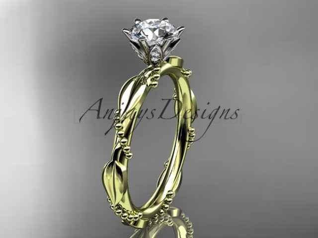 1 Carat Round Brilliant Lab Grown Diamond Nature Inspired Engagement Ring Twig Leaf CVD - image 6