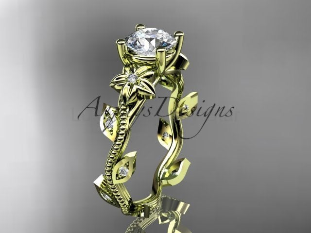 1 Carat Diamond Nature Inspired Flower Engagement Ring - image 6