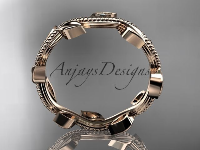Nature Inspired Diamond Leaf Vine Wedding Band - image 12