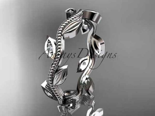 Nature Inspired Diamond Leaf Vine Wedding Band