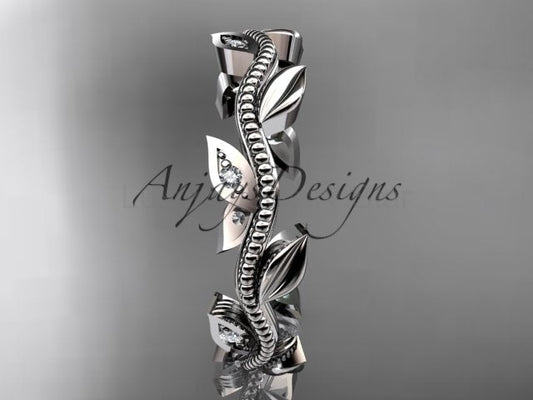 Nature Inspired Diamond Leaf Vine Wedding Band