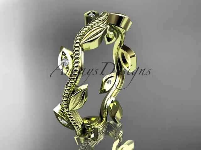 Nature Inspired Diamond Leaf Vine Wedding Band - image 6