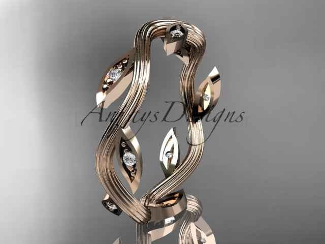 Nature Inspired Leaf Ring Lab Grown Diamond Dainty Wedding Band - image 11