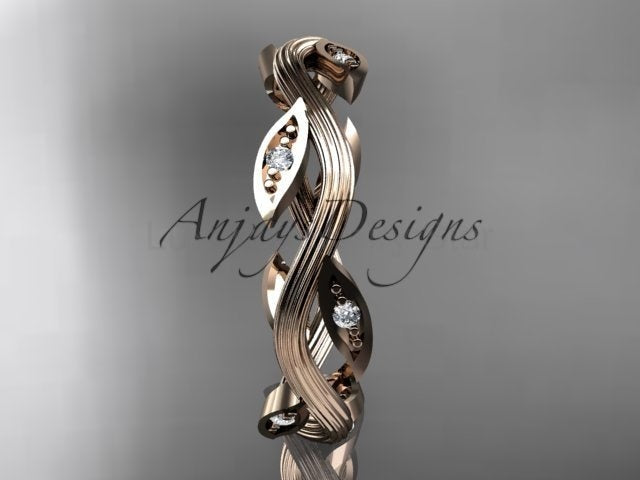 Nature Inspired Leaf Ring Lab Grown Diamond Dainty Wedding Band - image 12
