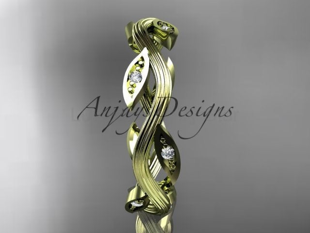 Nature Inspired Leaf Ring Lab Grown Diamond Dainty Wedding Band - image 2