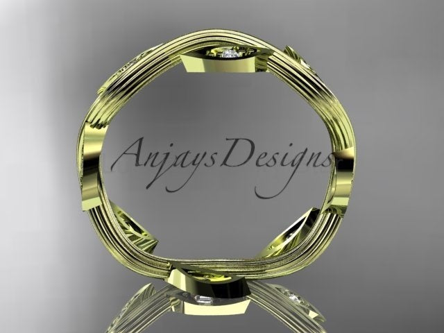 Nature Inspired Leaf Ring Lab Grown Diamond Dainty Wedding Band - image 3