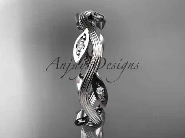 Nature Inspired Leaf Ring Lab Grown Diamond Dainty Wedding Band - image 7