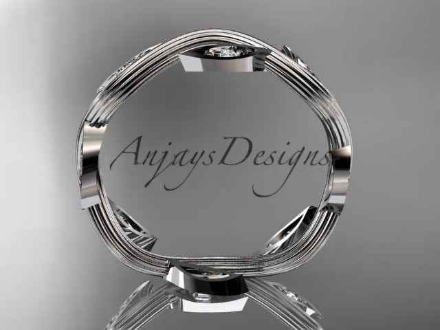 Nature Inspired Leaf Ring Lab Grown Diamond Dainty Wedding Band - image 8