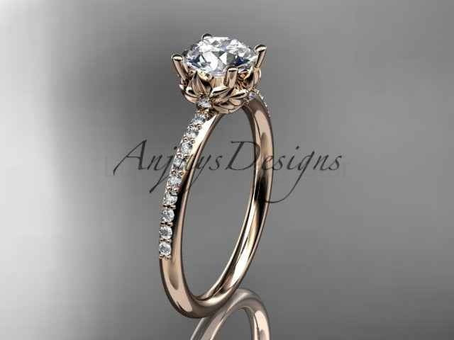 Dainty Flower Engagement Ring 1 Carat Round Lab Grown Diamond Nature Inspired Wedding - image 11