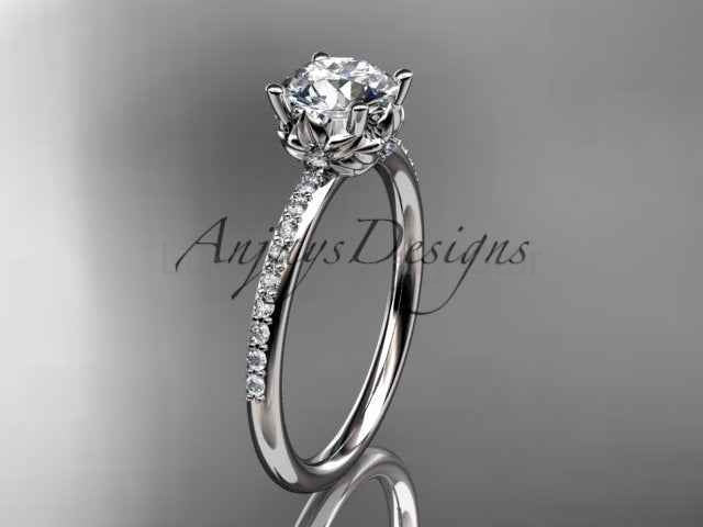 Dainty Flower Engagement Ring 1 Carat Round Lab Grown Diamond Nature Inspired Wedding Ring