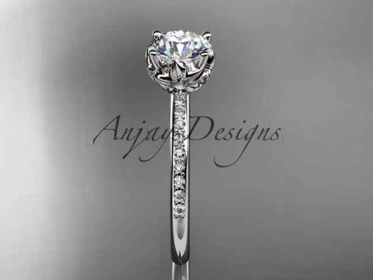 Dainty Flower Engagement Ring 1 Carat Round Lab Grown Diamond Nature Inspired Wedding Ring