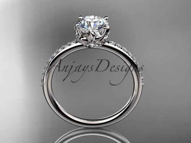 Dainty Flower Engagement Ring 1 Carat Round Lab Grown Diamond Nature Inspired Wedding Ring - image 3