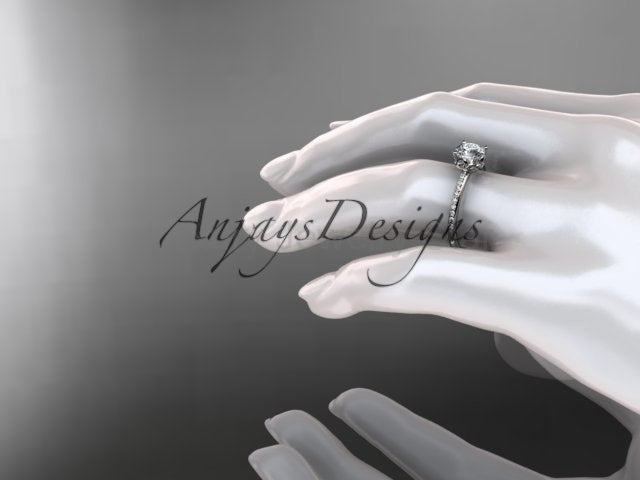 Dainty Flower Engagement Ring 1 Carat Round Lab Grown Diamond Nature Inspired Wedding Ring - image 4
