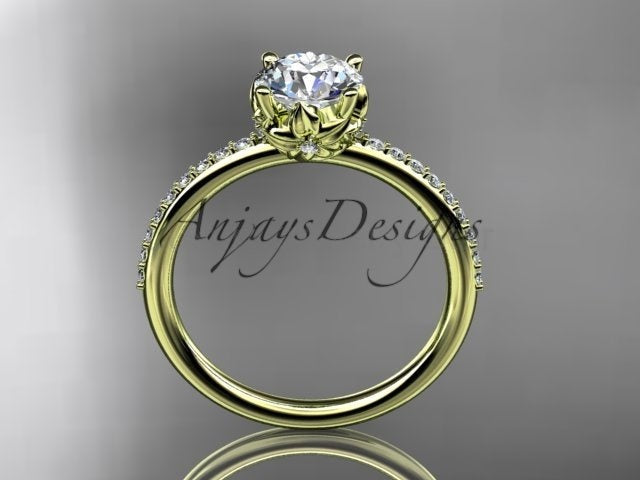 Dainty Flower Engagement Ring 1 Carat Round Lab Grown Diamond Nature Inspired Wedding Ring - image 8