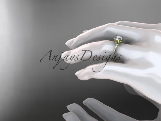 Dainty Flower Engagement Ring 1 Carat Round Lab Grown Diamond Nature Inspired Wedding Ring - image 9