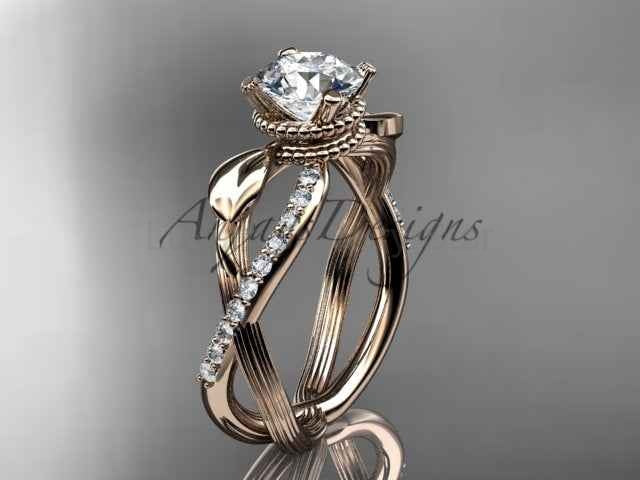 Leaf Diamond Engagement Ring Nature Inspired Wedding Ring 1 Carat Lab Grown Diamond IGI Certified