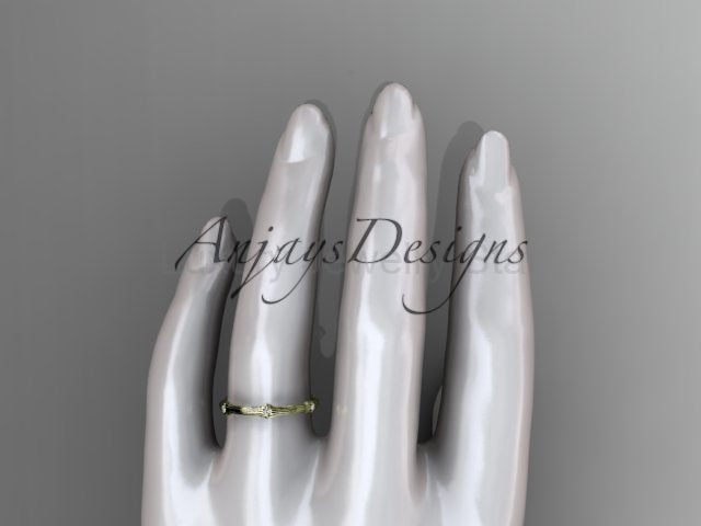 Petite Diamond Wedding Band Thin Wedding Band Nature Inspired Delicate Ring - image 10