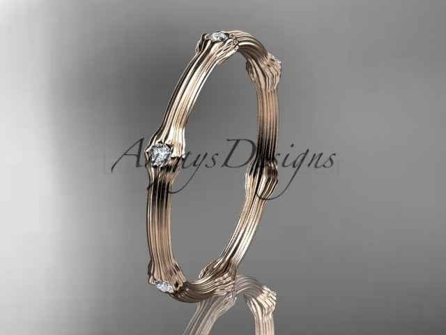 Petite Diamond Wedding Band Thin Wedding Band Nature Inspired Delicate Ring - image 11