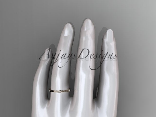 Petite Diamond Wedding Band Thin Wedding Band Nature Inspired Delicate Ring - image 15