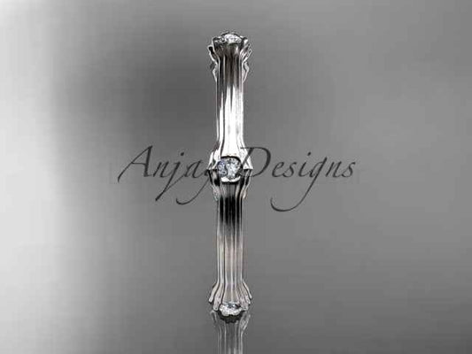 Petite Diamond Wedding Band Thin Wedding Band Nature Inspired Delicate Ring