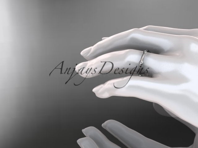 Petite Diamond Wedding Band Thin Wedding Band Nature Inspired Delicate Ring - image 4
