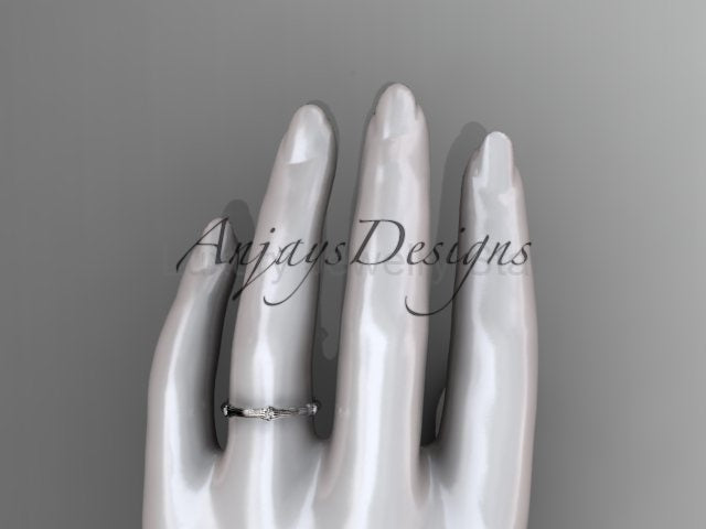 Petite Diamond Wedding Band Thin Wedding Band Nature Inspired Delicate Ring - image 5