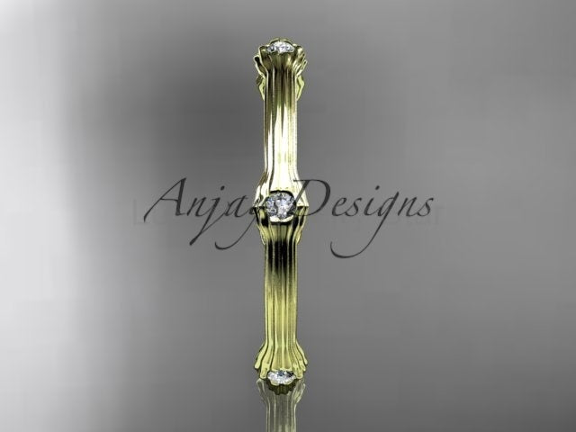 Petite Diamond Wedding Band Thin Wedding Band Nature Inspired Delicate Ring - image 7