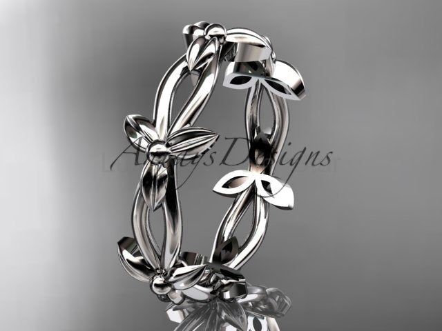 Petite Flower Wedding Band Floral Nature Inspired Ring Dainty Minimalist Ring