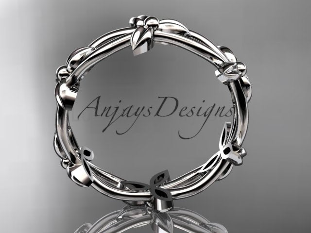 Petite Flower Wedding Band Floral Nature Inspired Ring Dainty Minimalist Ring