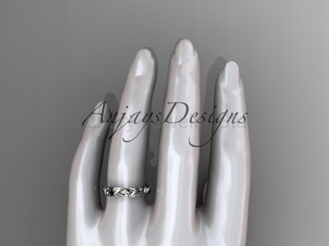 Diamond Leaf Wedding Band Nature Inspired Ring Lab Grown Diamond Anniversary Ring