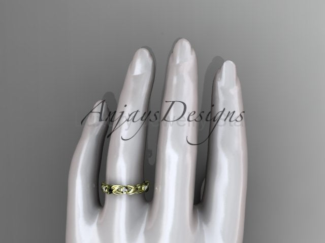 Diamond Leaf Wedding Band Nature Inspired Ring Lab Grown Diamond Anniversary Ring