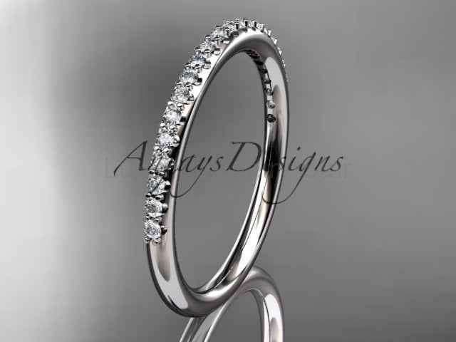 Half Diamond Stacking Eternity Ring 14k Solid Gold 2mm Thin Women's Wedding Band
