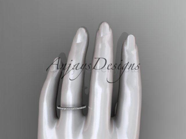 Half Diamond Stacking Eternity Ring 14k Solid Gold 2mm Thin Women's Wedding Band
