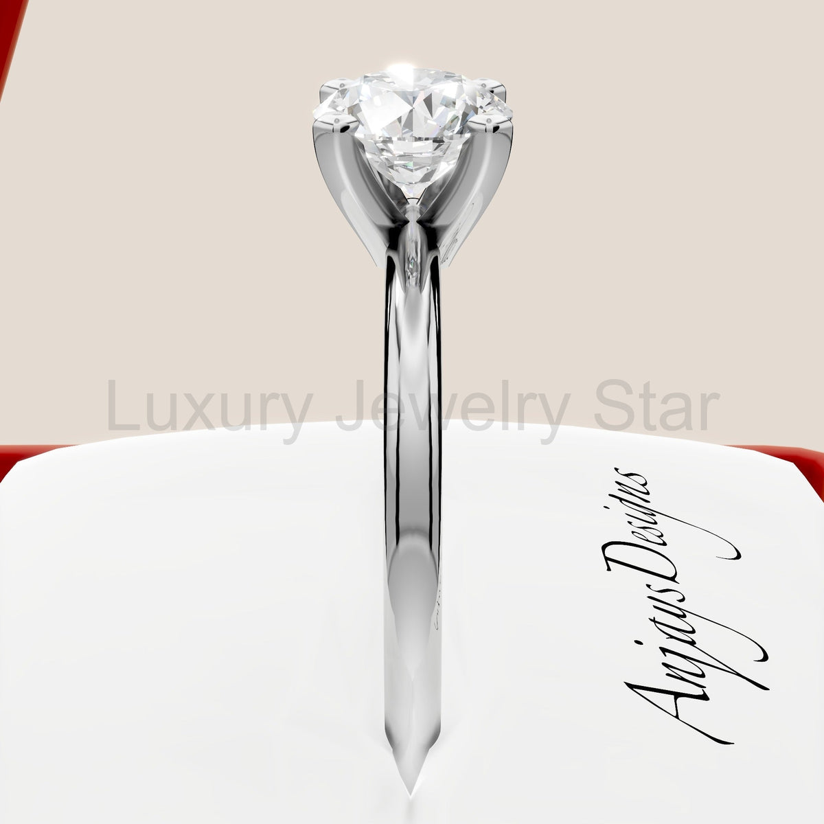 1 Carat Round Lab Grown Diamond Engagement Ring Minimalist Solitaire 4 Prongs Dainty - image 3