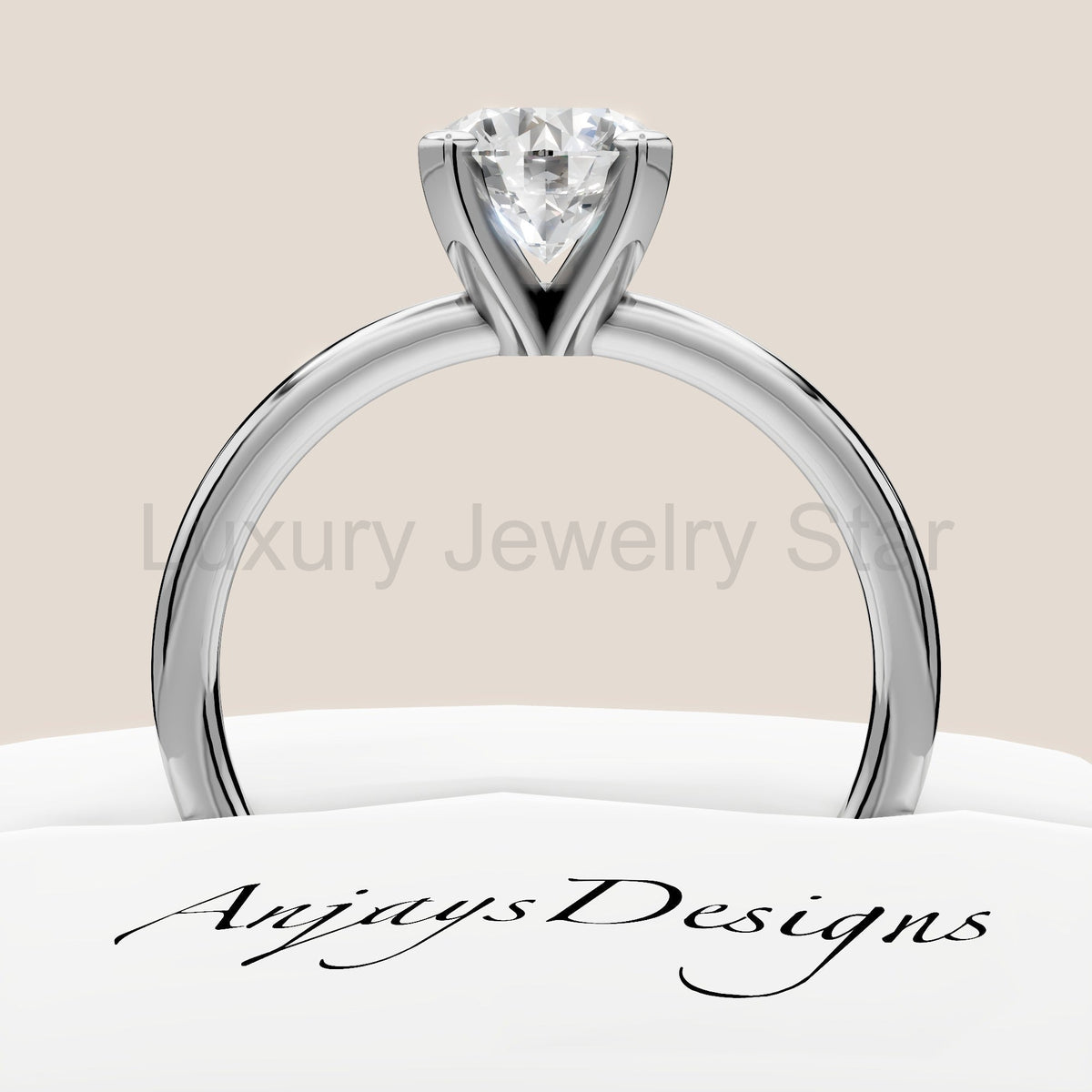 1 Carat Round Lab Grown Diamond Engagement Ring Minimalist Solitaire 4 Prongs Dainty - image 5