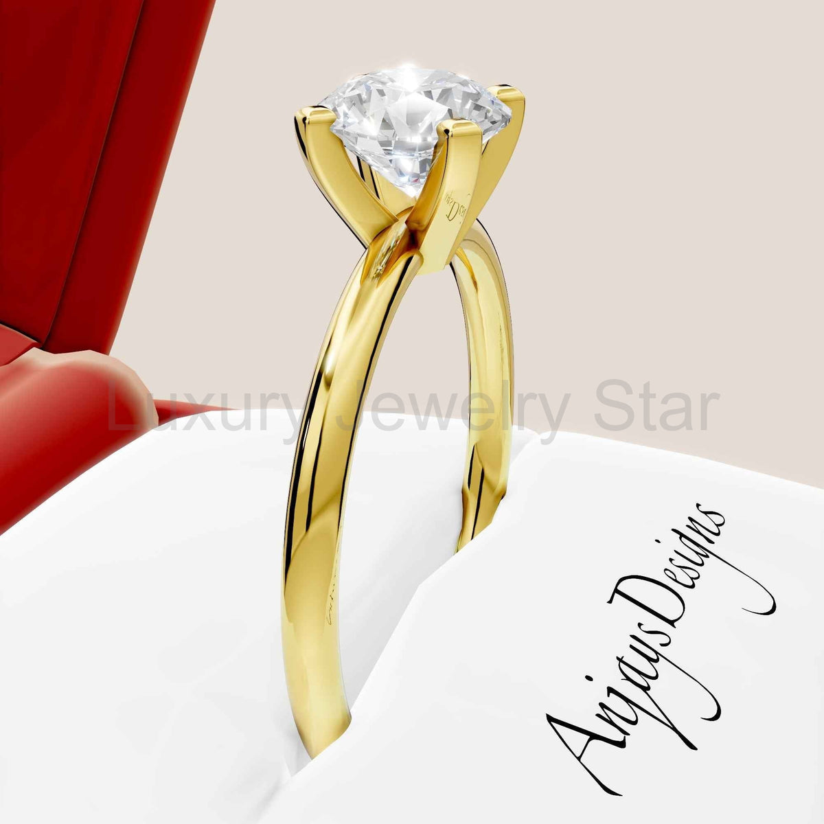 1 Carat Round Lab Grown Diamond Engagement Ring Minimalist Solitaire 4 Prongs Dainty - image 7