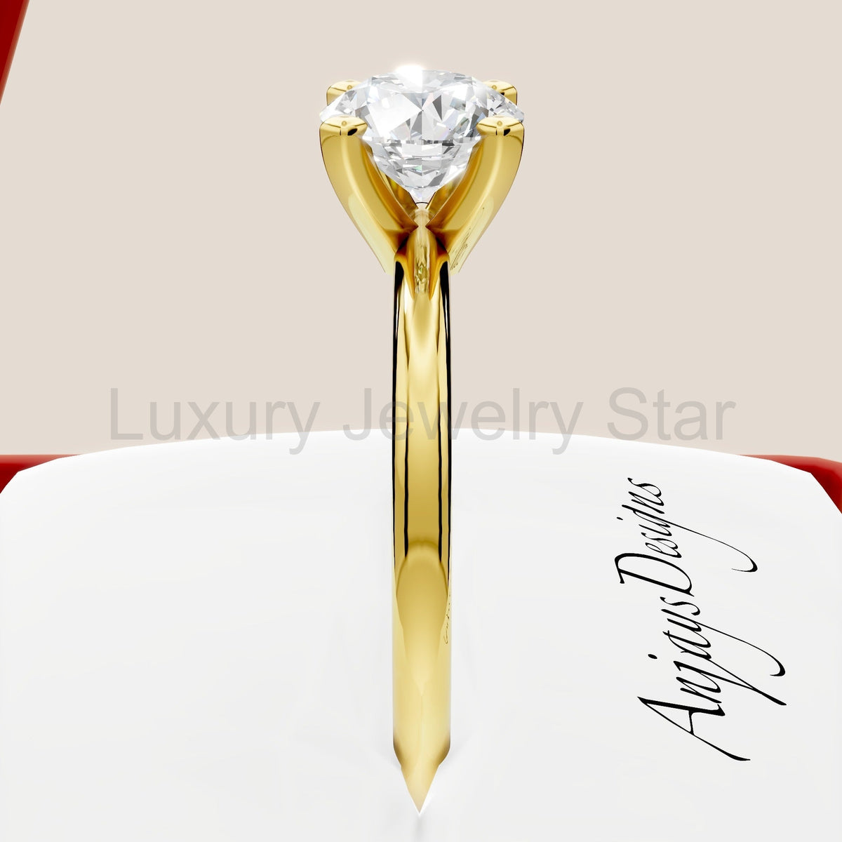1 Carat Round Lab Grown Diamond Engagement Ring Minimalist Solitaire 4 Prongs Dainty - image 8