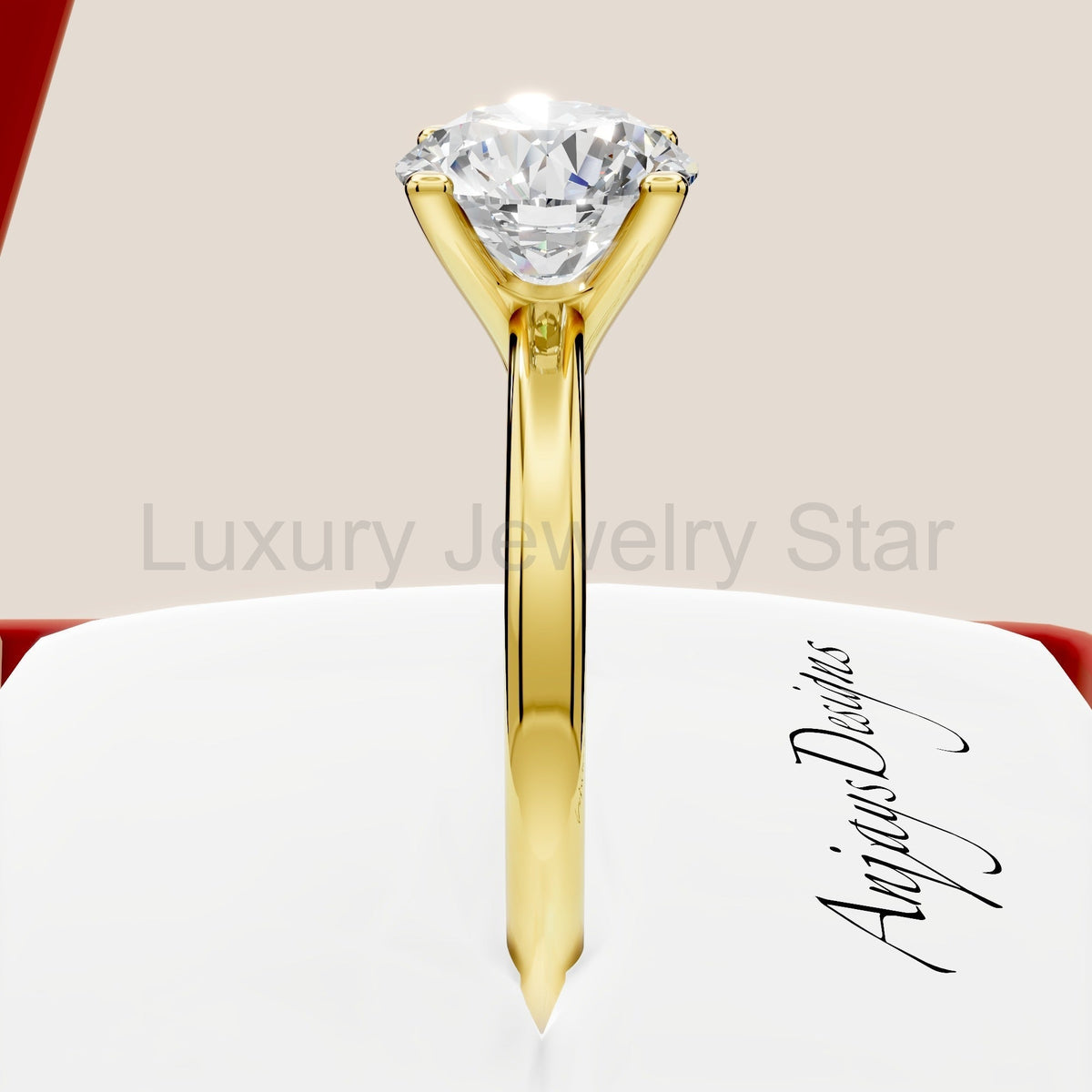 1 Carat Round Cut Lab Grown Diamond Solitaire Engagement Minimalist Ring 4 Prong Ring - image 3