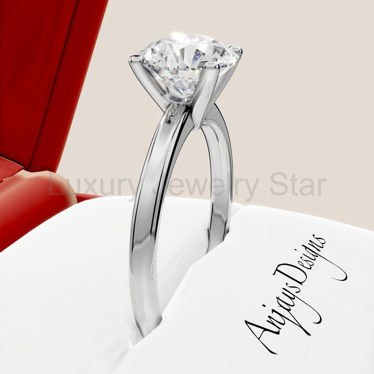 1 Carat Round Cut Lab Grown Diamond Solitaire Engagement Minimalist Ring 4 Prong Ring - image 7