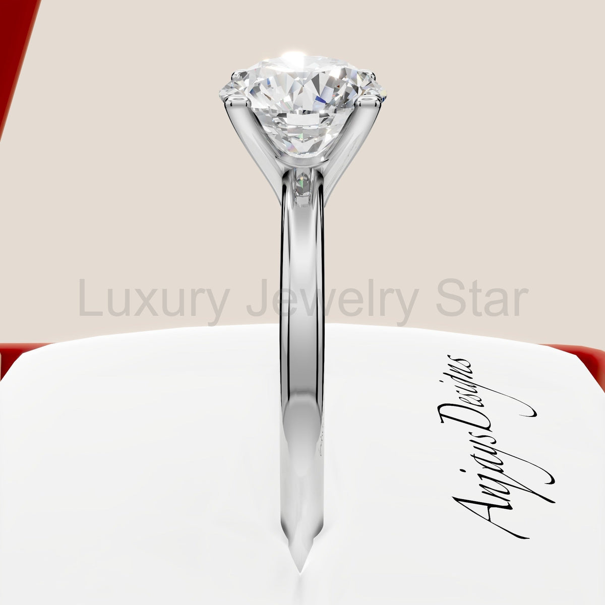 1 Carat Round Cut Lab Grown Diamond Solitaire Engagement Minimalist Ring 4 Prong Ring - image 8
