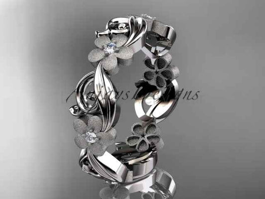 Diamond Flower Ring Nature Inspired Wedding Band Lab Grown Diamond