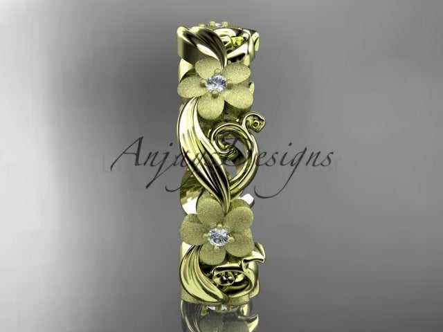 Diamond Flower Ring Nature Inspired Wedding Band Lab Grown Diamond