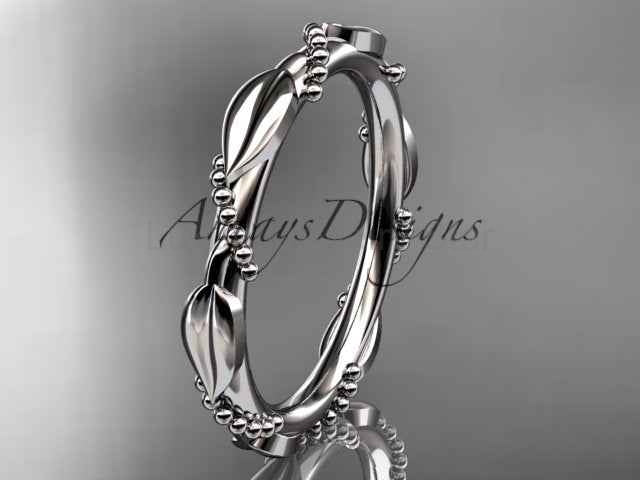 Nature Inspired Wedding Band 14k Solid Gold Leaf Vine Stacking Ring