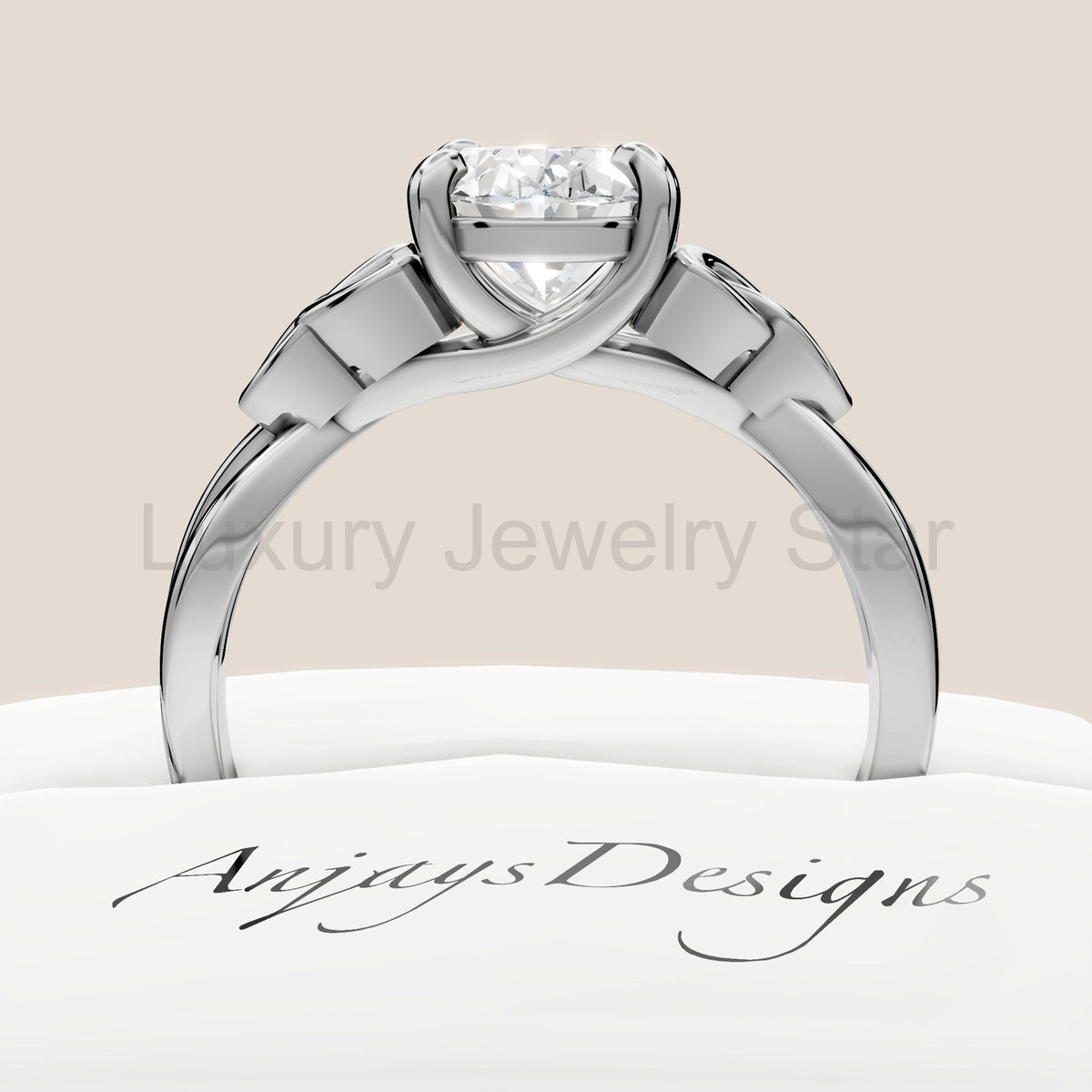 Celtic Engagement Ring 1.75 Carat Oval Diamond Trinity Knot Ring - image 3